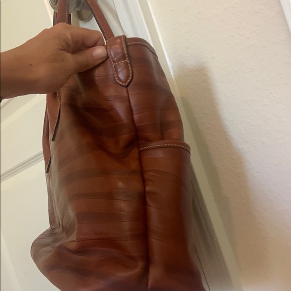 Dooney & Bourke Cognac Charleston Shopper Tote Zebra Leather Tote Bag - Picture 13 of 16